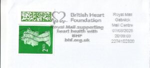 British Heart Foundation Royal Mail supporting heart health with BHF bhf.org.uk - Gatwick
