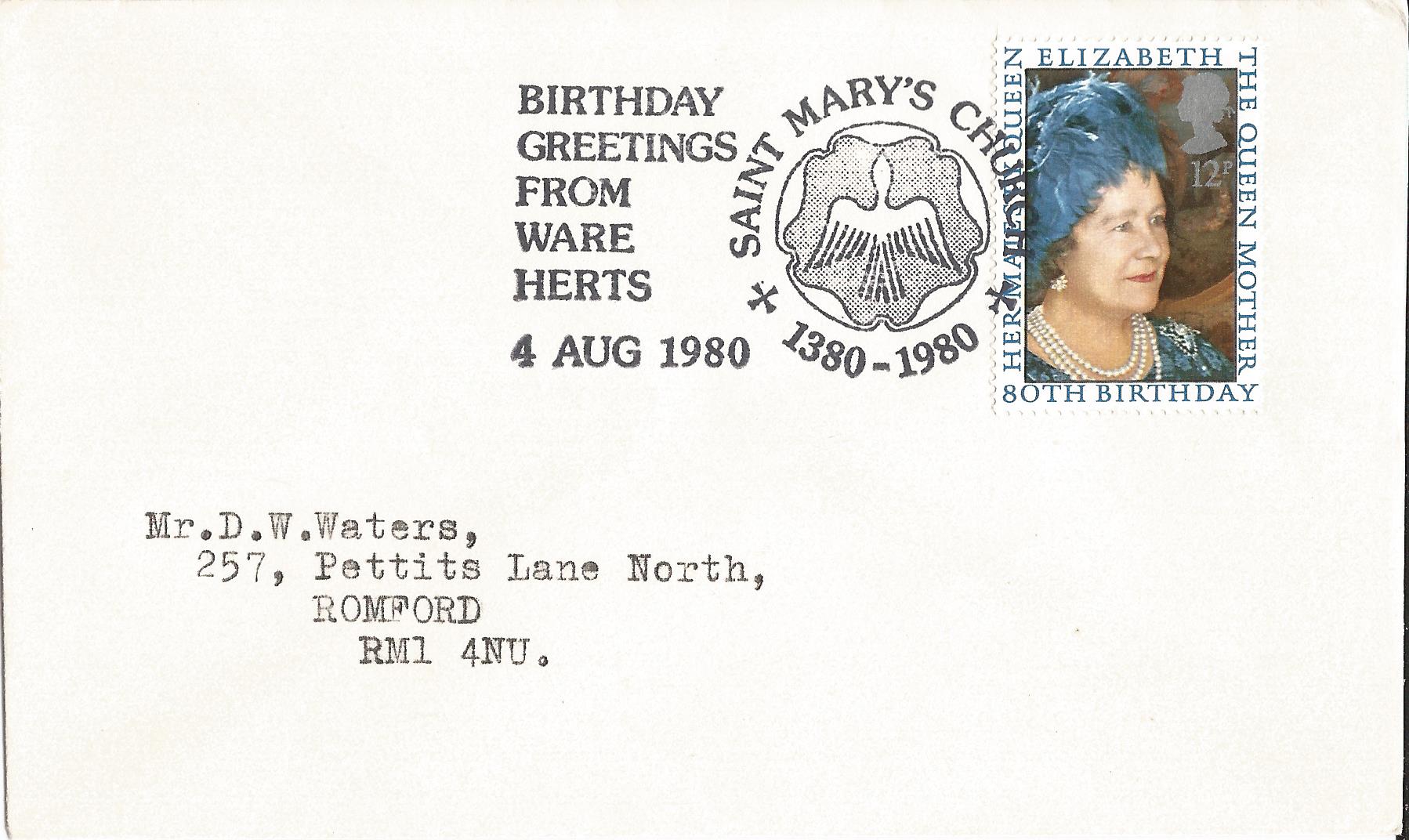 Saint Mary's Church 1380-1980 Birthday Greetings from Ware Herts_4373