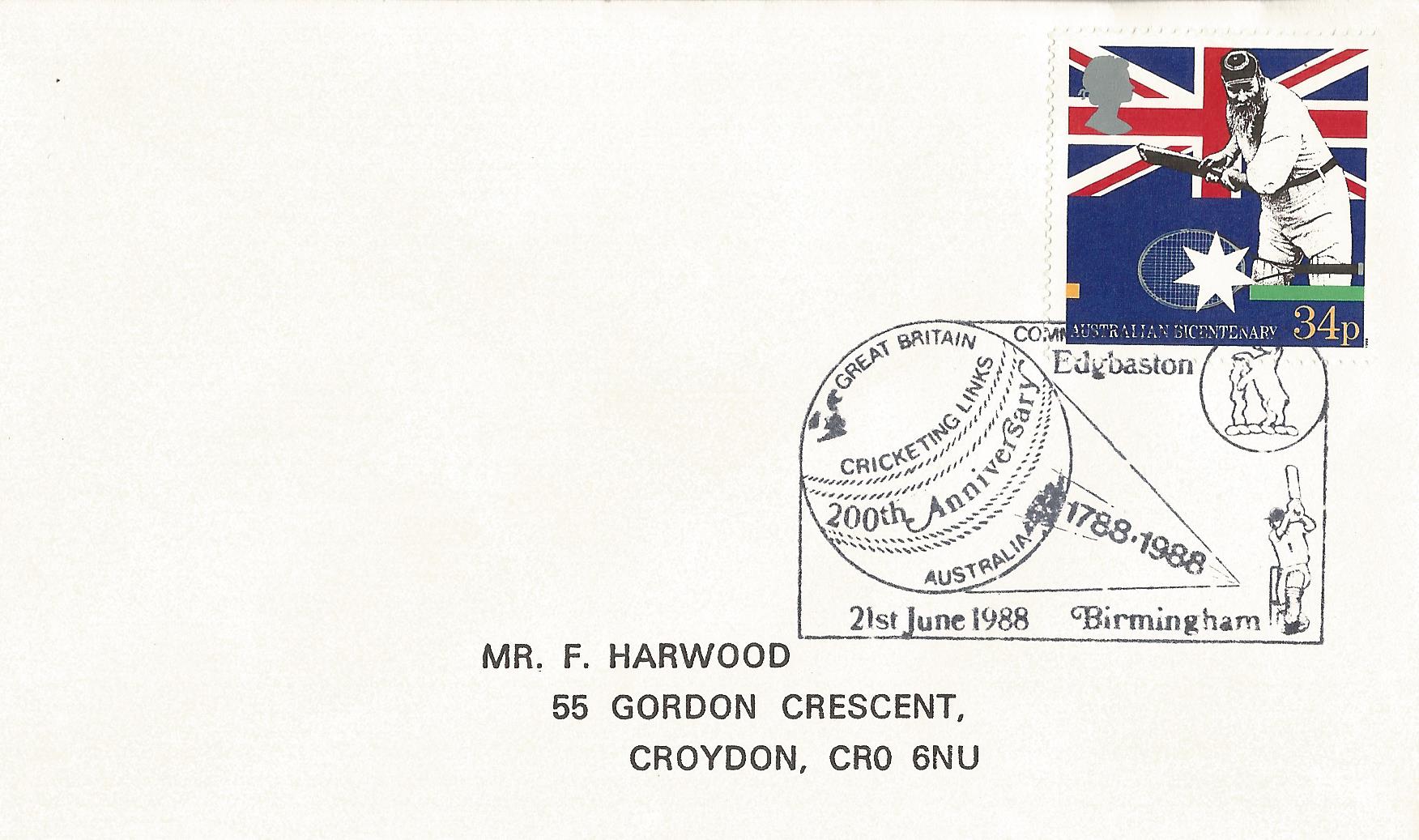 Great Britain Australia Cricketing Links 200th Anniversary Commemorated by Edgbaston Birmingham_7227