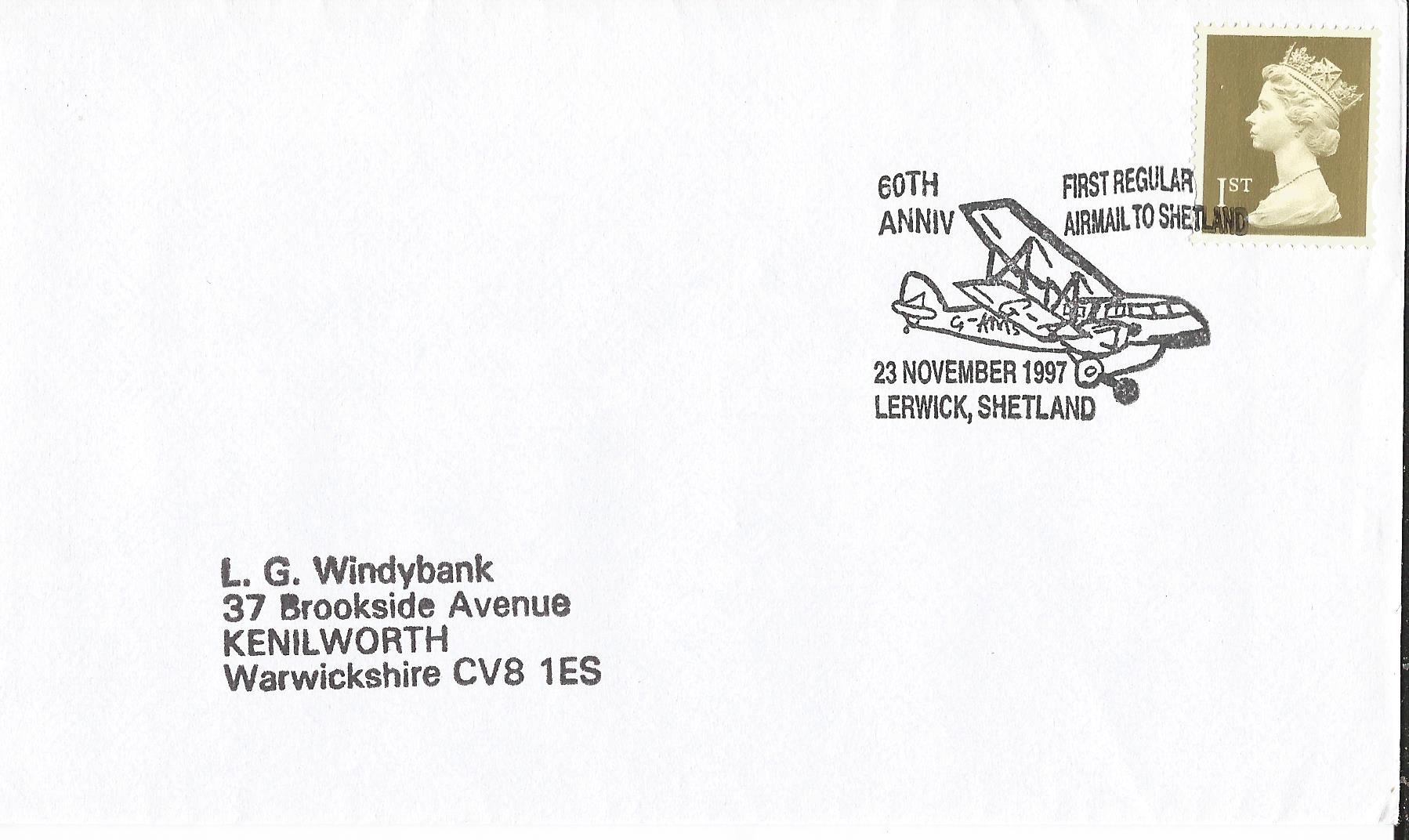 60th Anniversary First Regular Airmail to Shetland Lerwick Shetland_10893