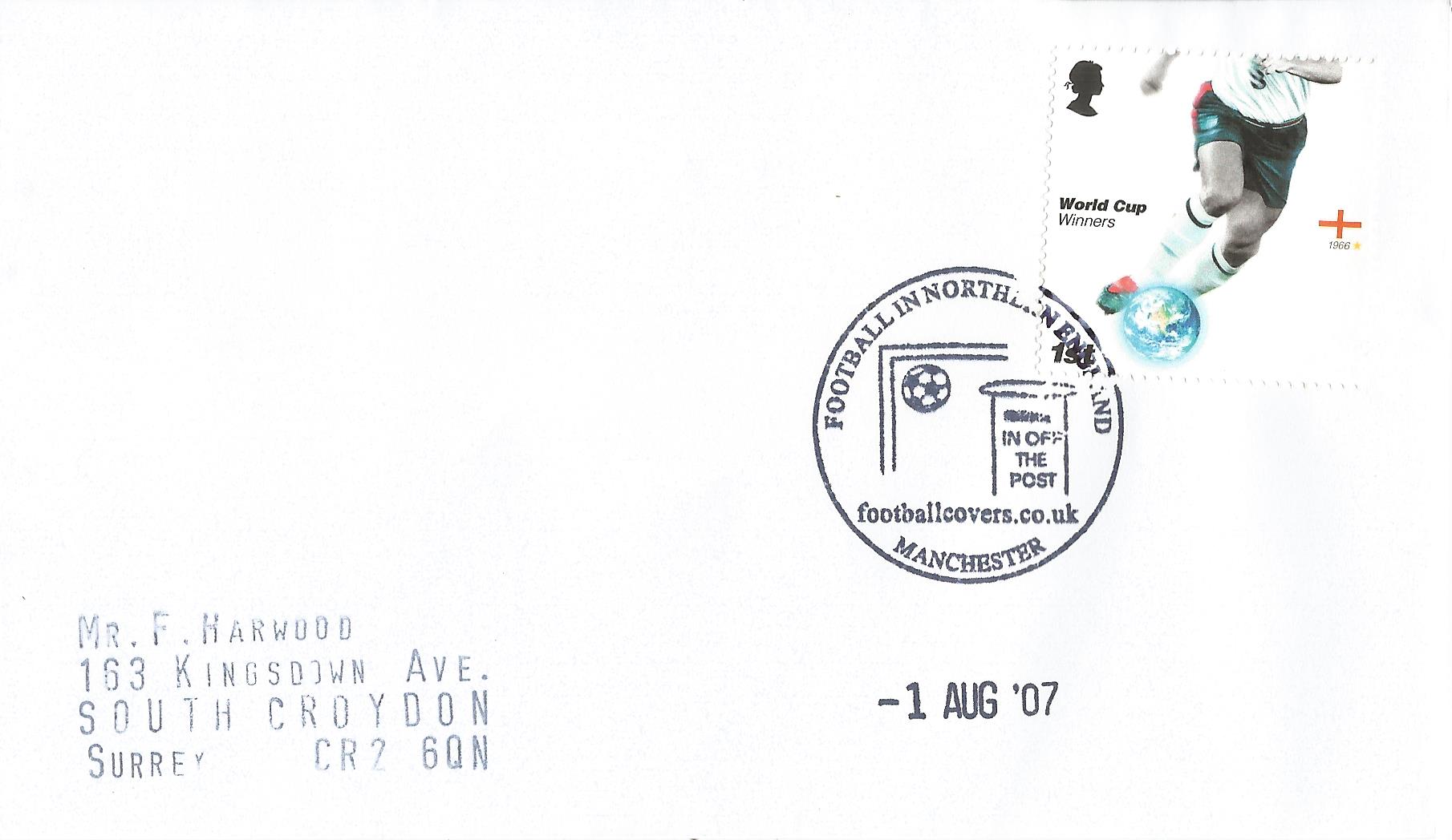 Football in Northern England Stamp In Off The Post  footballcovers.co.uk Manchester_16477