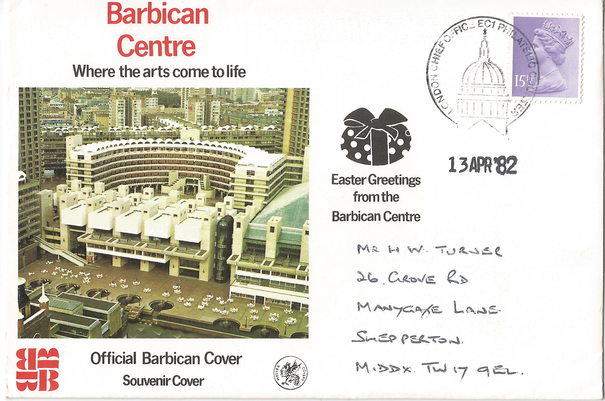 Barbican Centre Where the arts come to life- London Chief Office EC1 Philatelic Counter_PH21