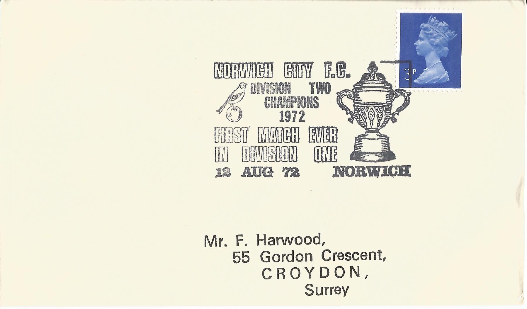 Norwich City FC Division Two Champions 1972 First Match Ever in Division One Norwich_2001