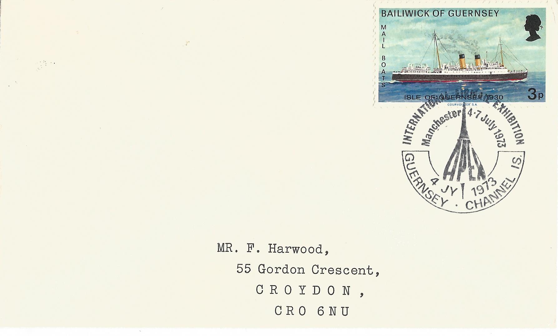 International Airmail Exhibition Manchester 4-7 July 1973 Guernsey Channel Is_G12