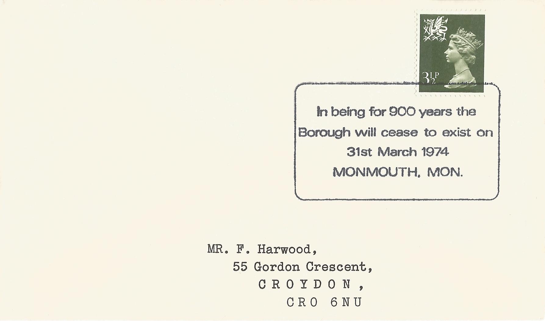 In being for 900 years the Borough will cease to Exist on 31st March 1974 Monmouth Mon_2495