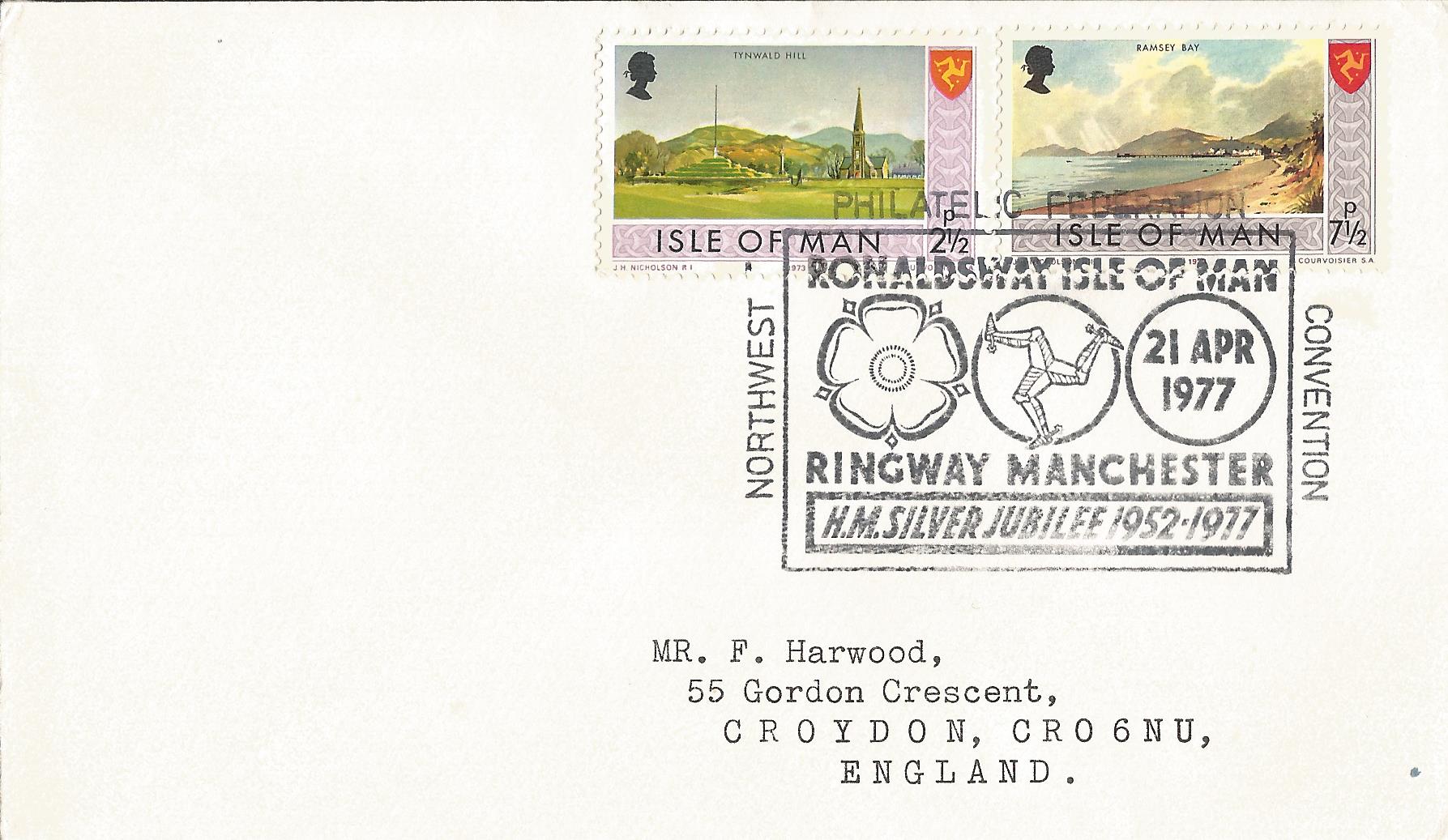 Northwest Philatelic Federation Convention Ronaldsway Isle of Man Ringway Manchester H M Silver Jubilee 1952-1977_M31