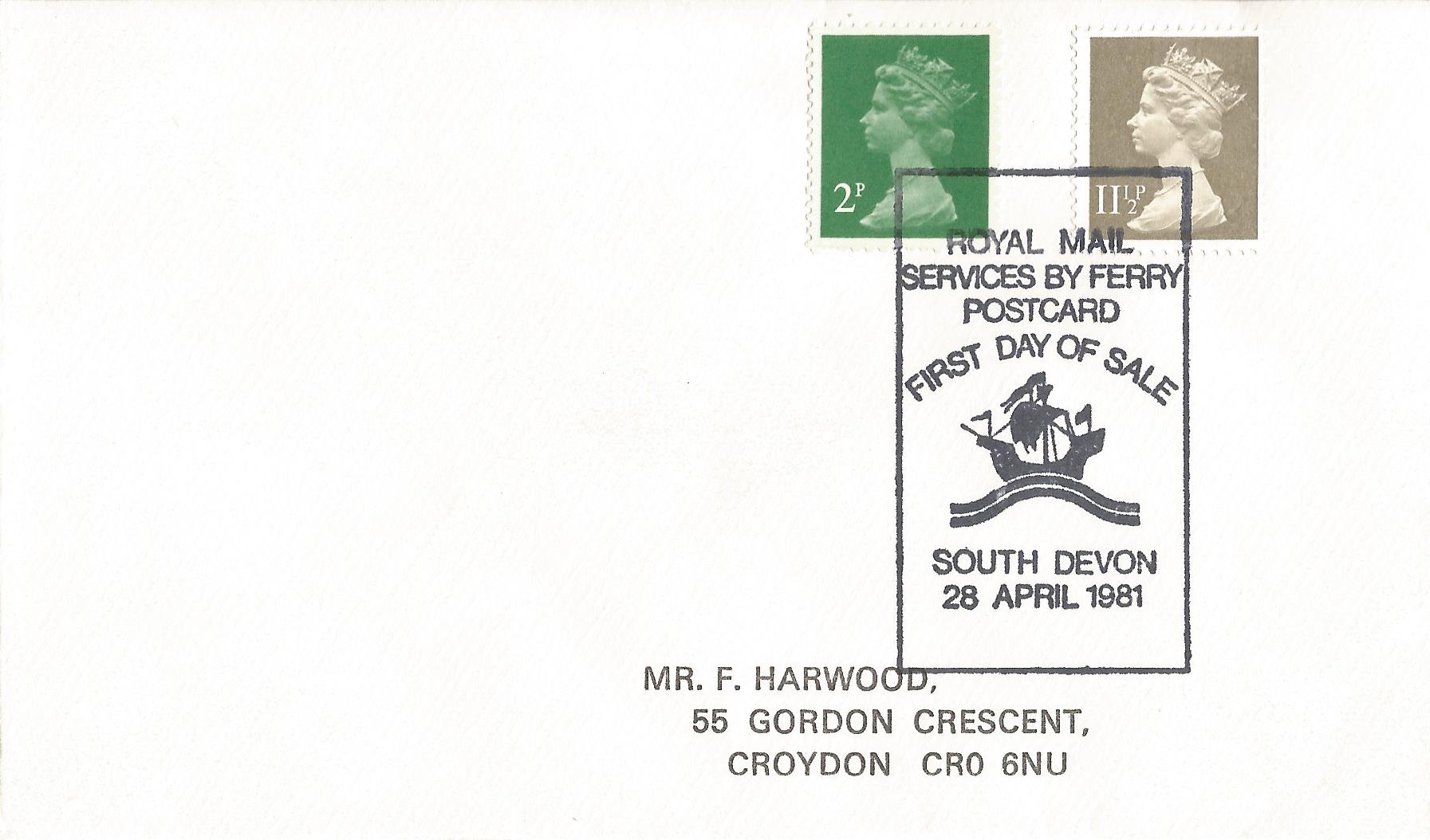 Royal Mail Services by Ferry Postcard First Day of Sale South Devon_4655