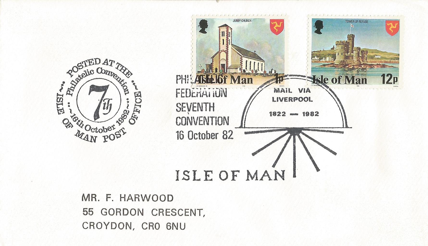 Philatelic Federation Seventh Convention Mail Via Liverpool 1822-1982 Isle of Man_M123