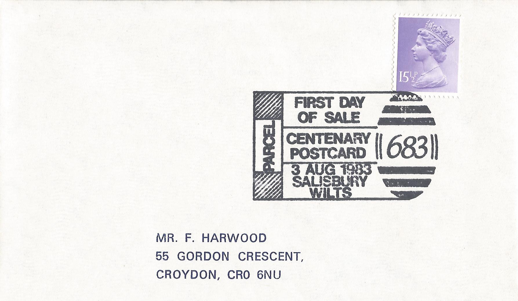 First Day of Sale Parcel Centenary Postcard Salisbury Wilts_5717