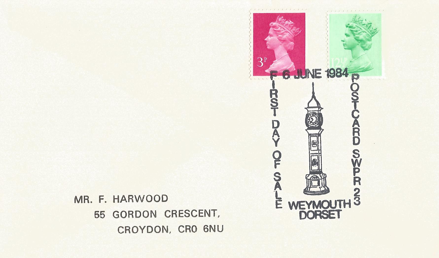 First Day Of Sale Postcard SWPR 23 Weymouth Dorset_6035