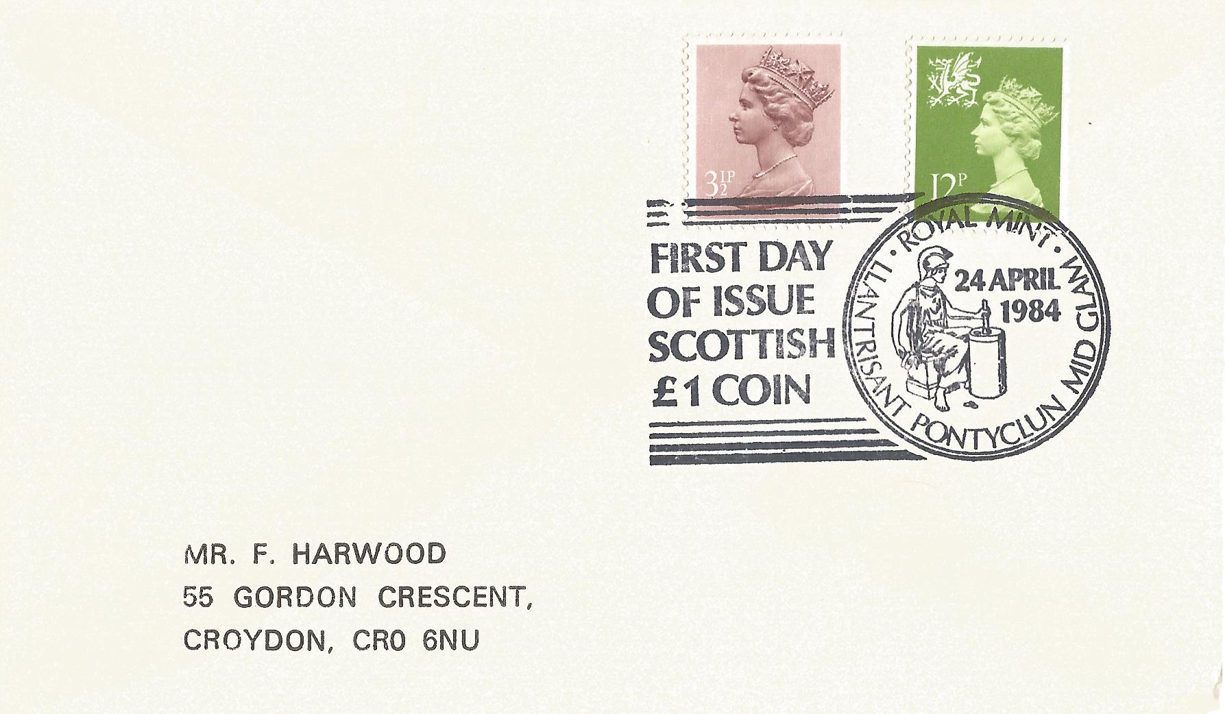 First Day of Issue Scottish £1 Coin Royal Mint Llantrisant Pontyclun Mid Glam_5953