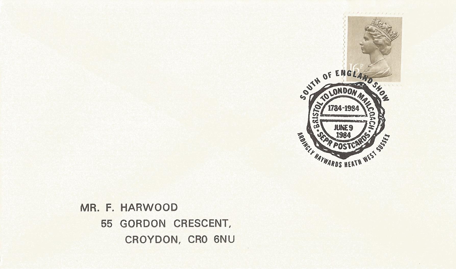 South of England Show Bristol to London Mail Coach SEPR Postcards 1784-1984 Ardingly Haywards Heath West Sussex_6037 (2)