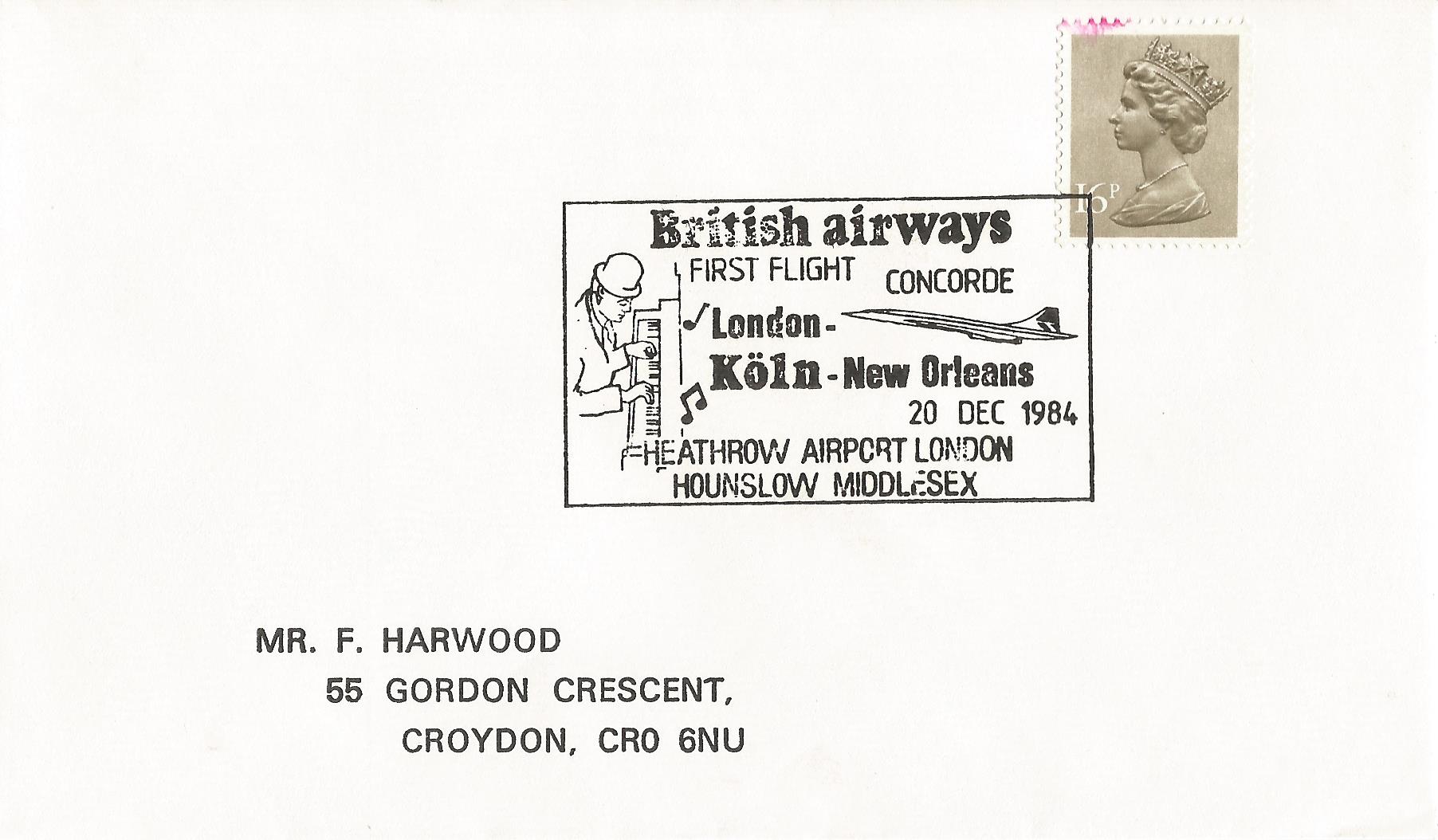 British airways concorde First Flight London -Koln-New Orleans Heathrow Airport London Hounslow Middlesex_6204