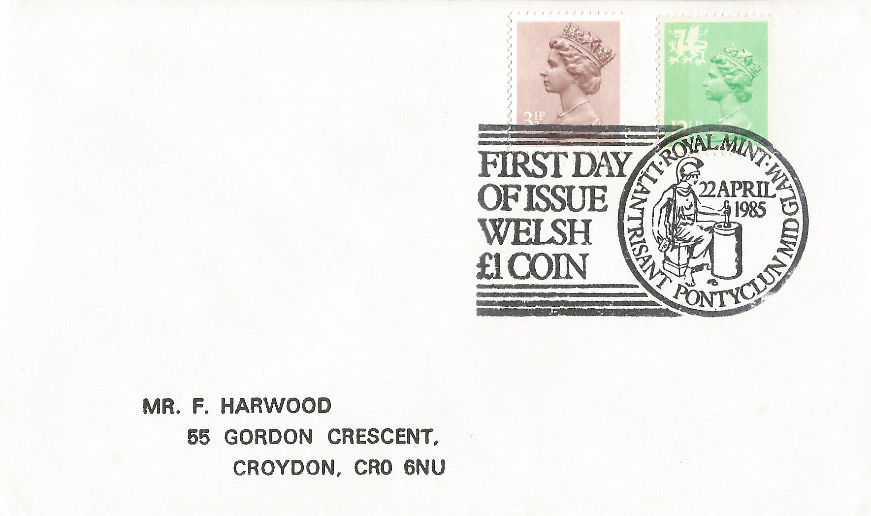 First Day of Issue Welsh £1 Coin Royal Mint Llantrisant Pontyclun Mid Glam_6302