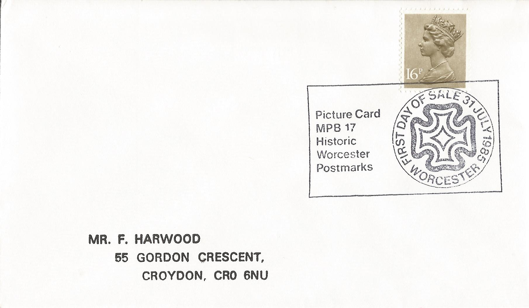 Picture Card MPB 17 Historic Worcester Postmarks First Day Of Sale Worcester_6467