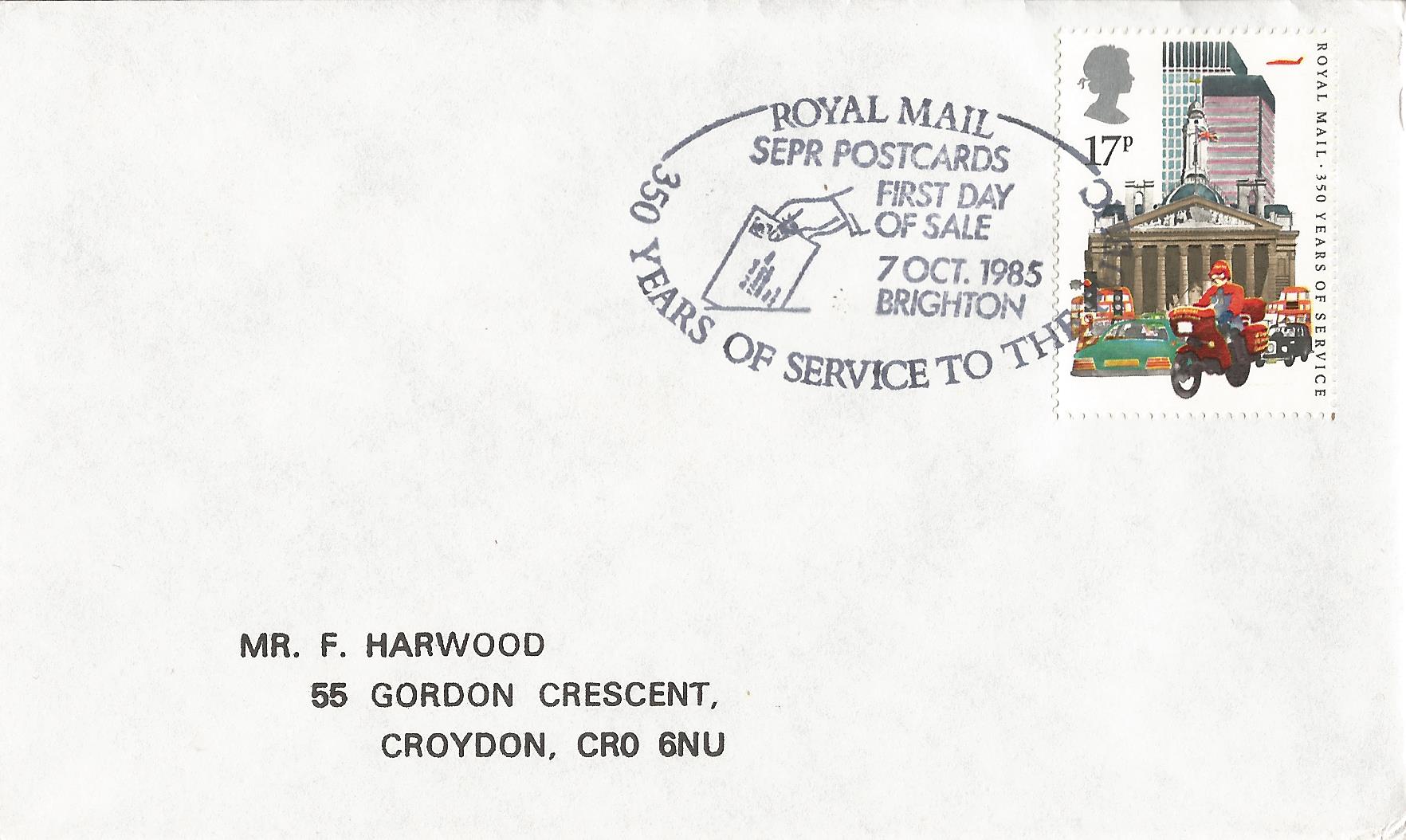 Royal Mail SEPR Postcards First Day of Sale 350 Years of Service to the Public Brighton_6530