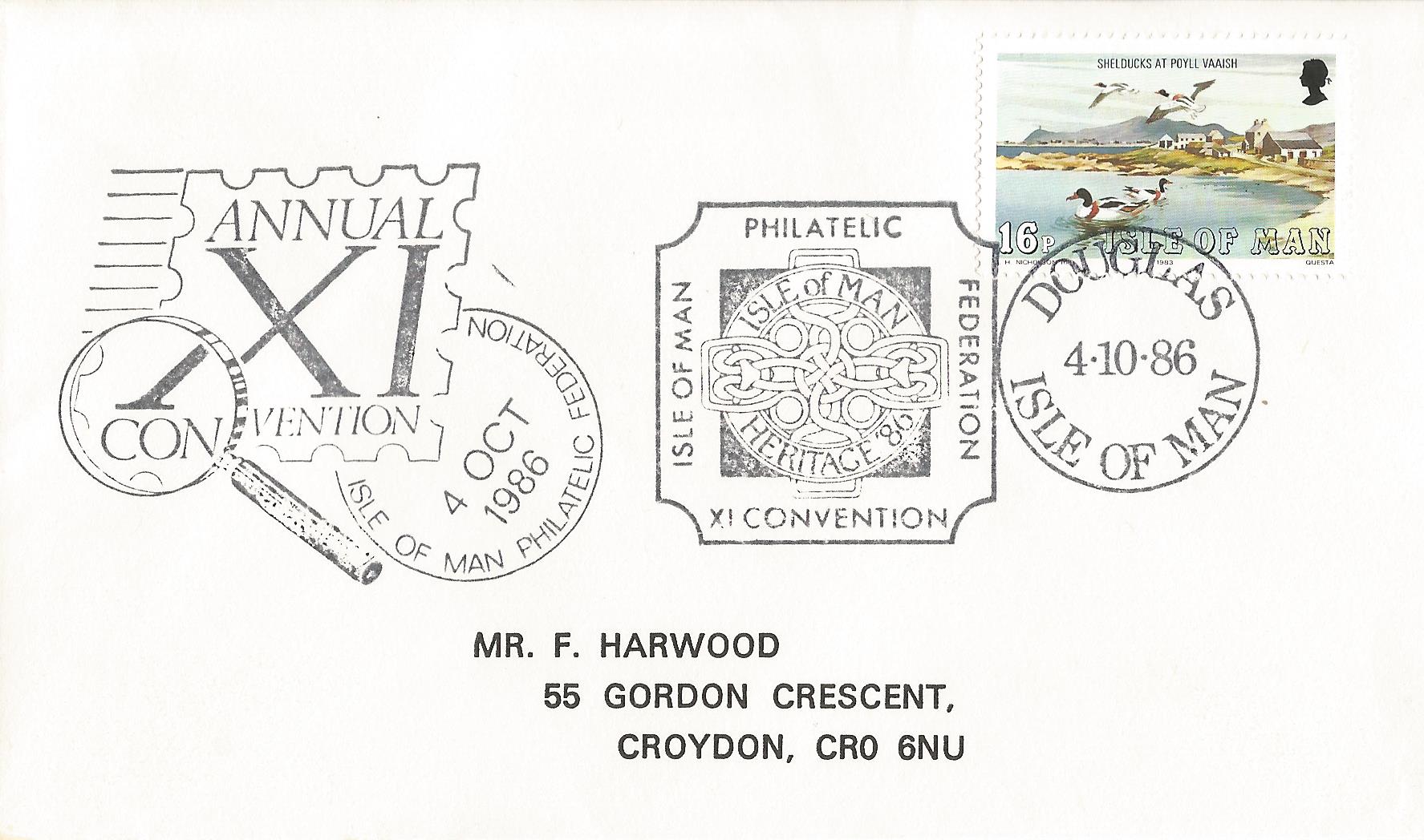 Isle of Man Philatelic Federation XI Convention Douglas Isle of Man_M190