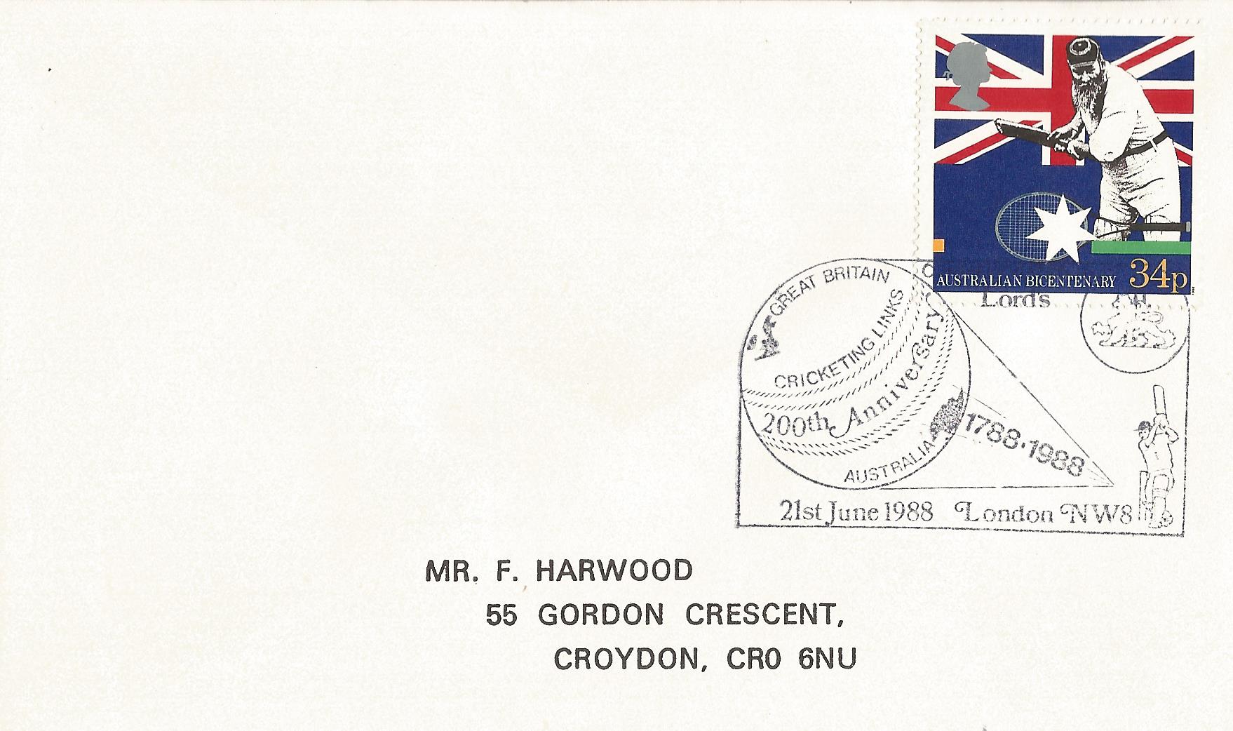 Great Britain Australia Cricketing Links 200th Anniversary Commemorated by Lord's London NW8_7226