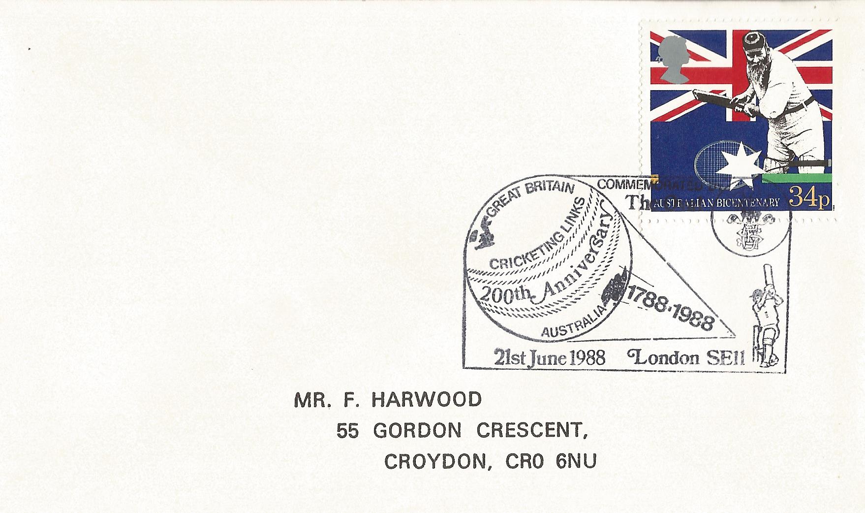 Great Britain Australia Cricketing Links 200th Anniversary Commemorated by The Oval London SE11_7225