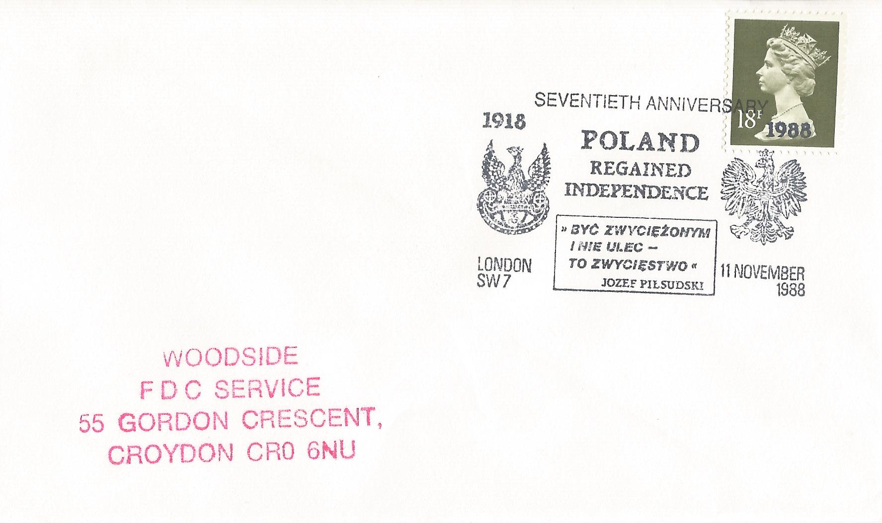 Seventieth Anniversary 1918 1988 Poland Regained Independence 'BYC Zwyciezonym I Nie Ulec - To Zwyciestwo' Jozef Pilsudski London SW7_7359