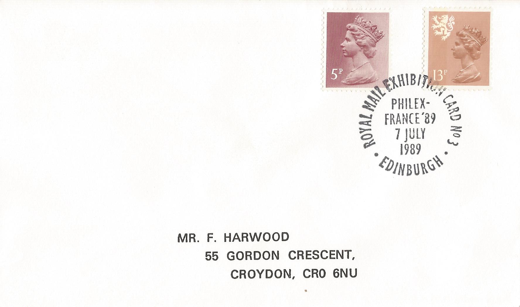 Royal Mail Exhibition Card No 3 Philex France '89 Edinburgh_7522