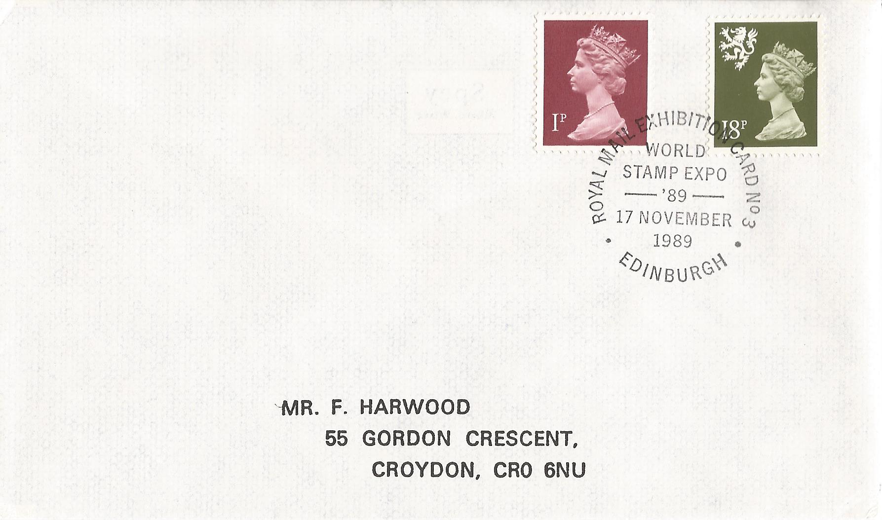 Royal Mail Exhibition Card No 3 World Stamp Expo '89 Edinburgh_7637