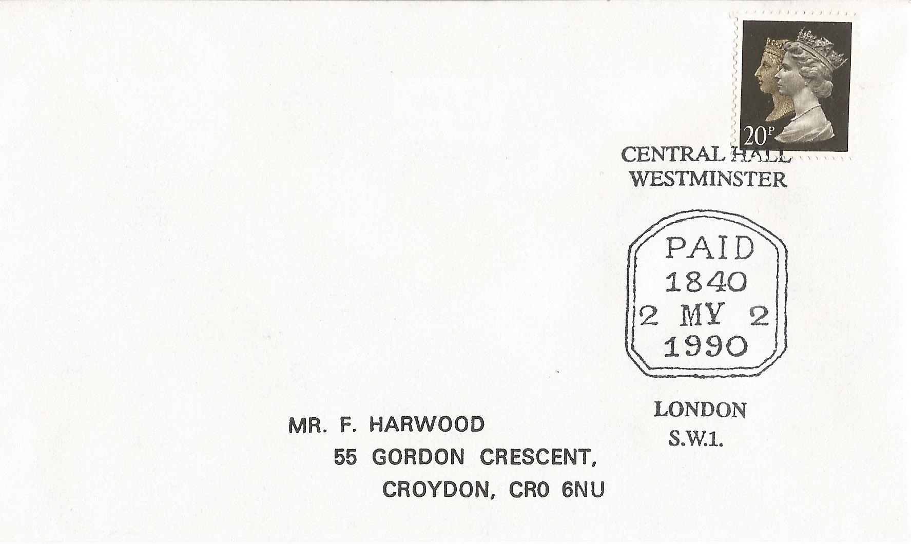 Central Hall Westminster Paid 1840 London SW1_7730