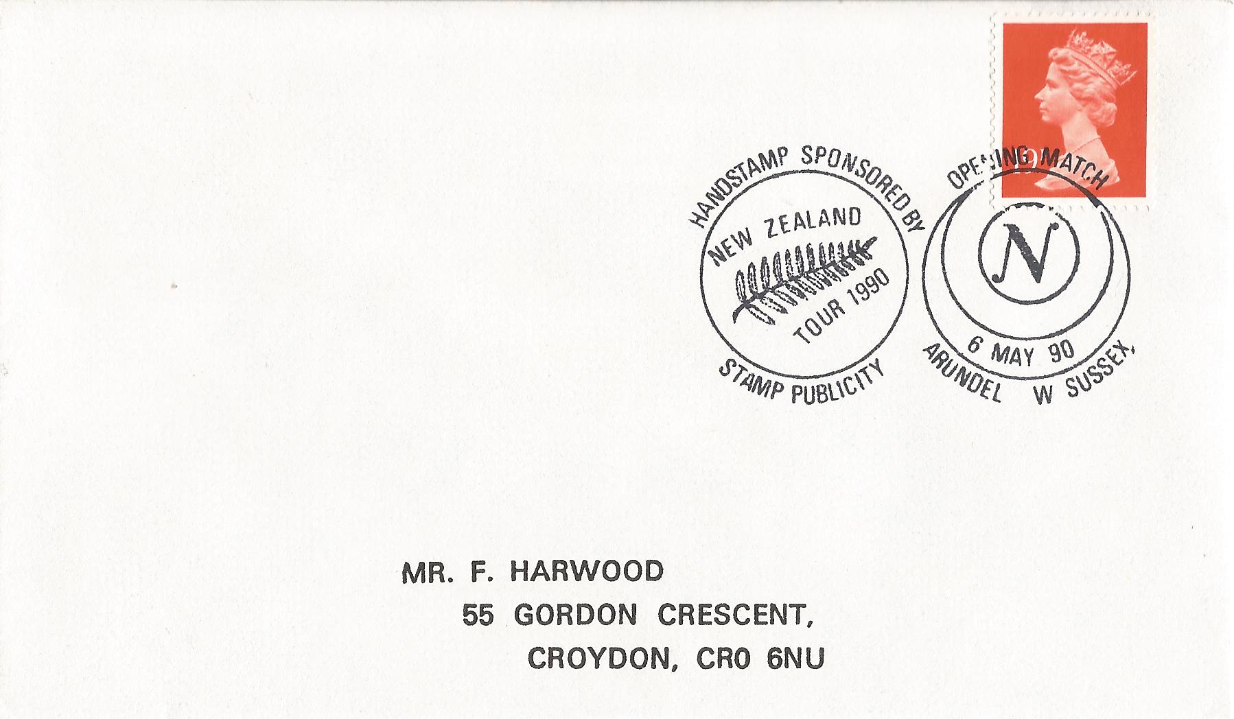Handstamp Sponsored by Stamp Publicity New Zealand Tour 1990 Opening Match Arundel W Sussex_7767