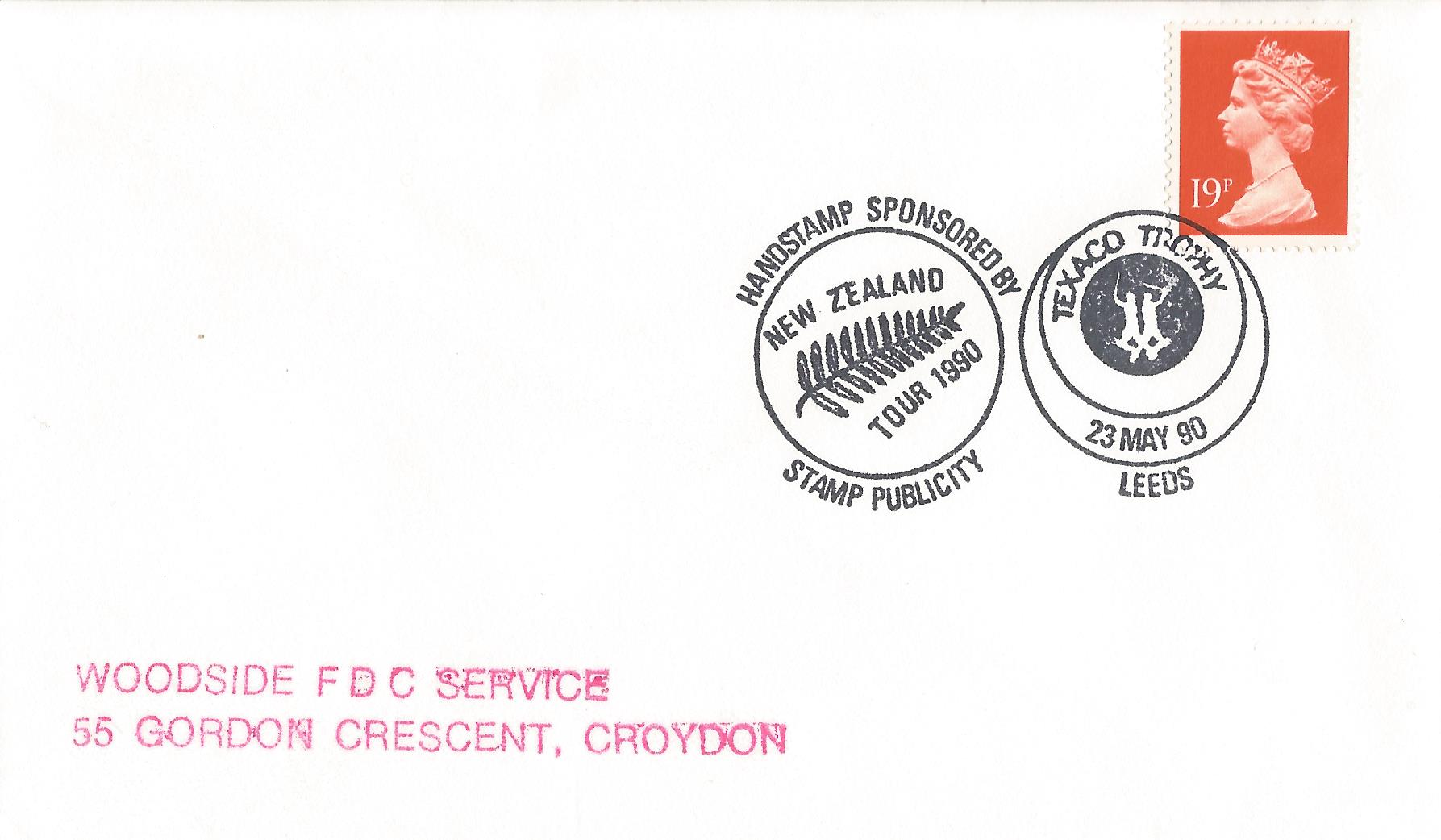 Handstamp Sponsored by Stamp Publicity New Zealand Tour 1990 Texaco Trophy Leeds_7768