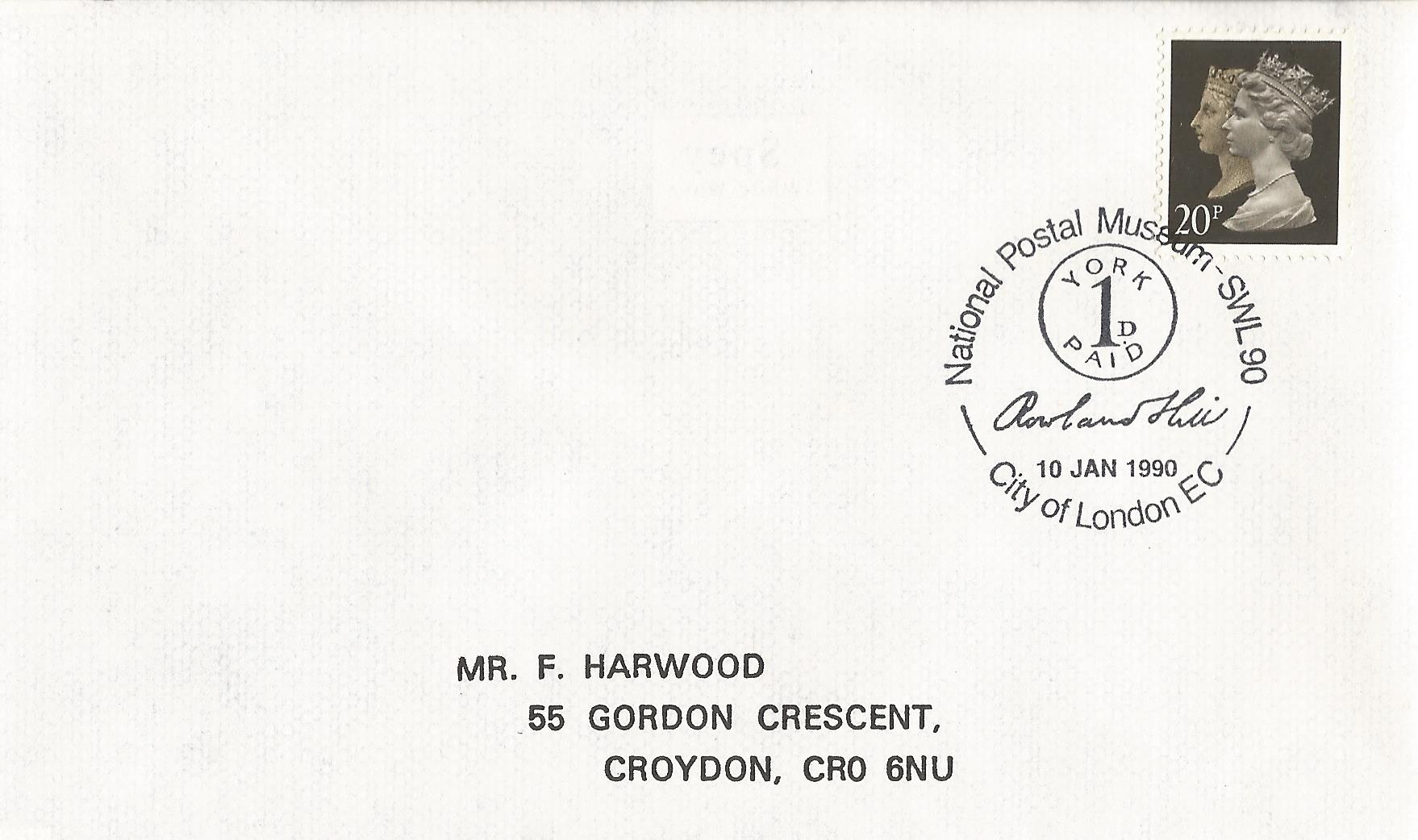 National Postal Museum SWL 90 York 1D Paid Rowland Hill City of London EC_7650