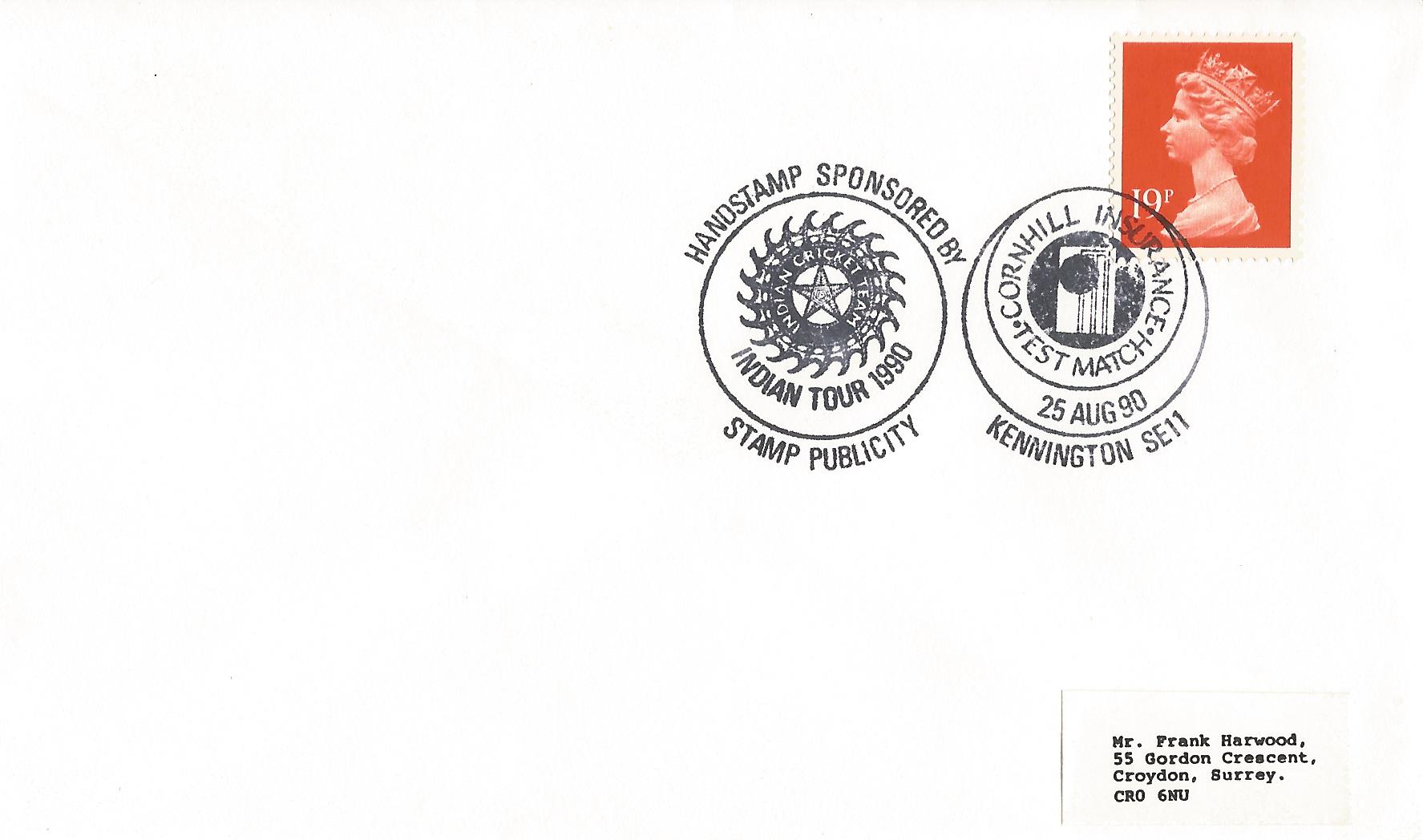 Handstamp Sponsored by Stamp Publicity Indian Tour 1990 Cornhill Insurance Test Match Kennington SE11_7878
