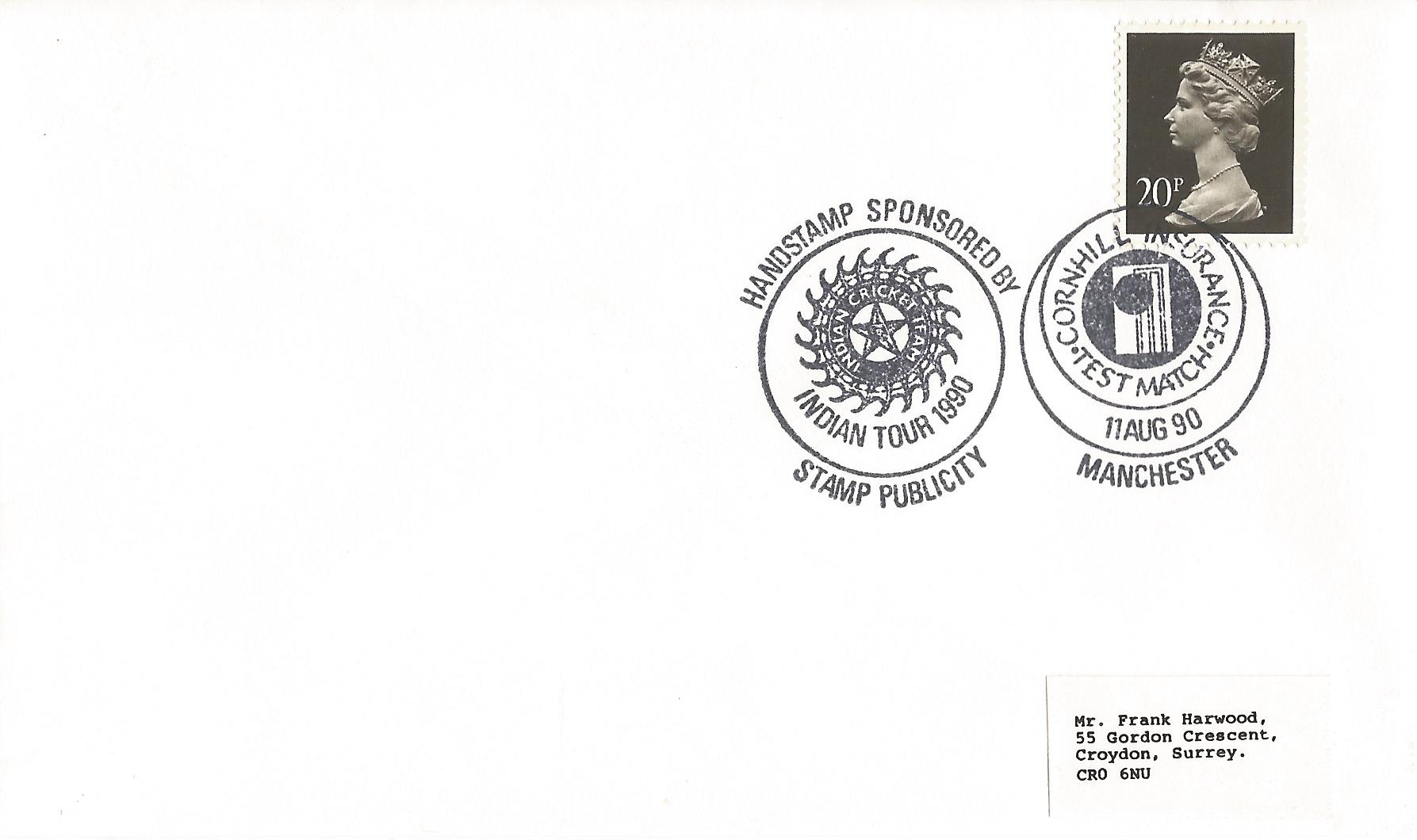 Handstamp Sponsored by Stamp Publicity Indian Tour 1990 Cornhill Insurance Test Match Manchester_7877