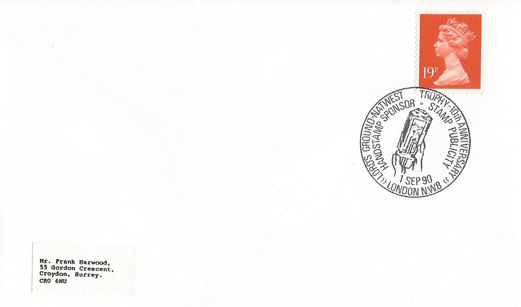 Natwest Trophy 10th Anniversary Handstamp Sponsor Stamp Publicity London NW8_7928