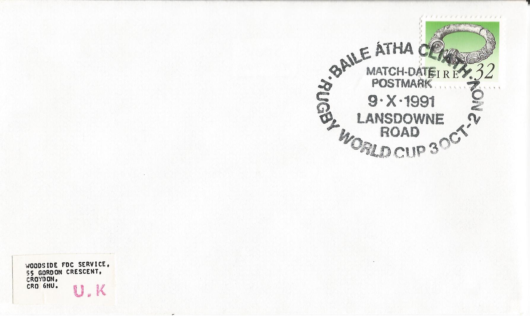 Baile Atha Cliath Rugby World Cup  3 October - 2 November Match Date Postmark Lansdowne Road (1)