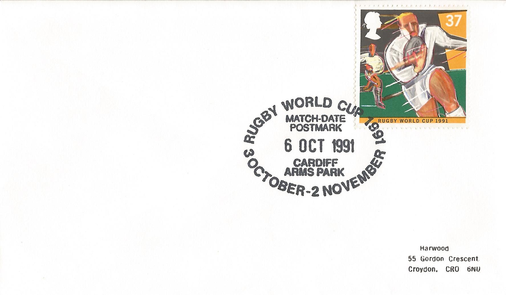 Rugby World Cup 1991 3 October - 2 November Match Date Postmark Cardiff Arms Park_8265