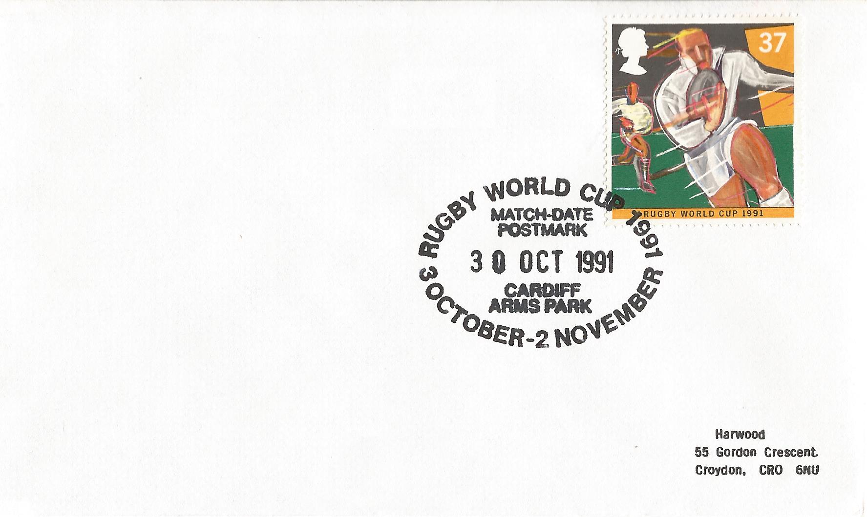Rugby World Cup 1991 3 October - 2 November Match Date Postmark Cardiff Arms Park_8274