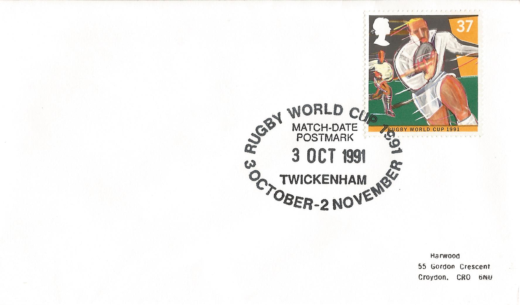 Rugby World Cup 1991 3 October - 2 November Match Date Postmark Twickenham_8263
