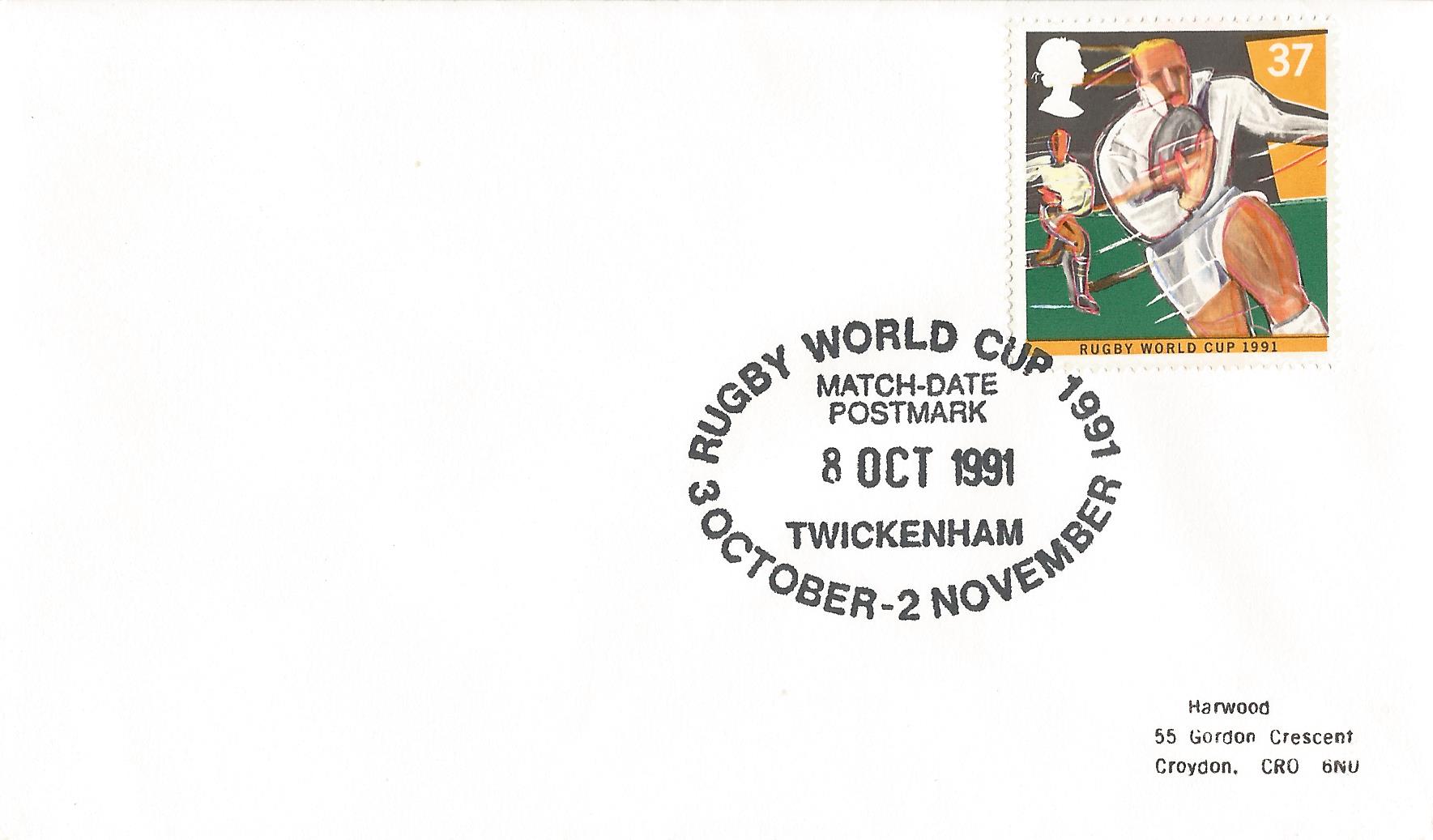 Rugby World Cup 1991 3 October - 2 November Match Date Postmark Twickenham_8266