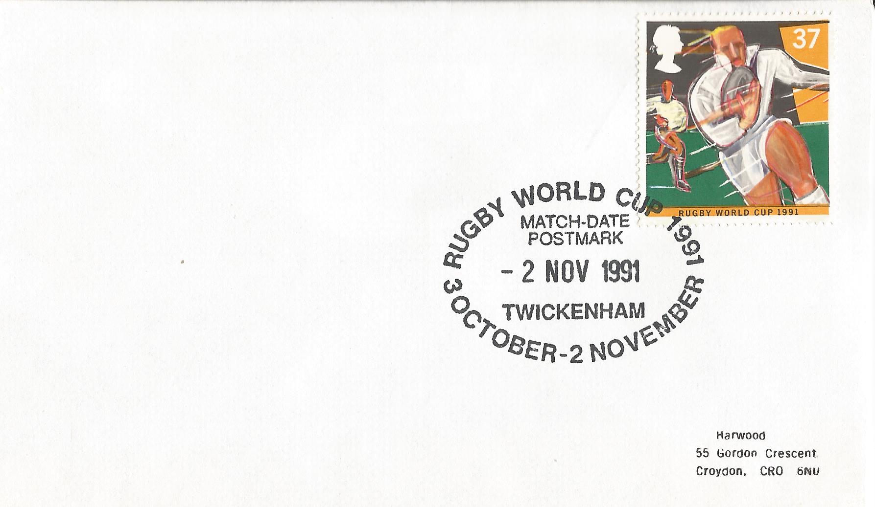 Rugby World Cup 1991 3 October - 2 November Match Date Postmark Twickenham_8275