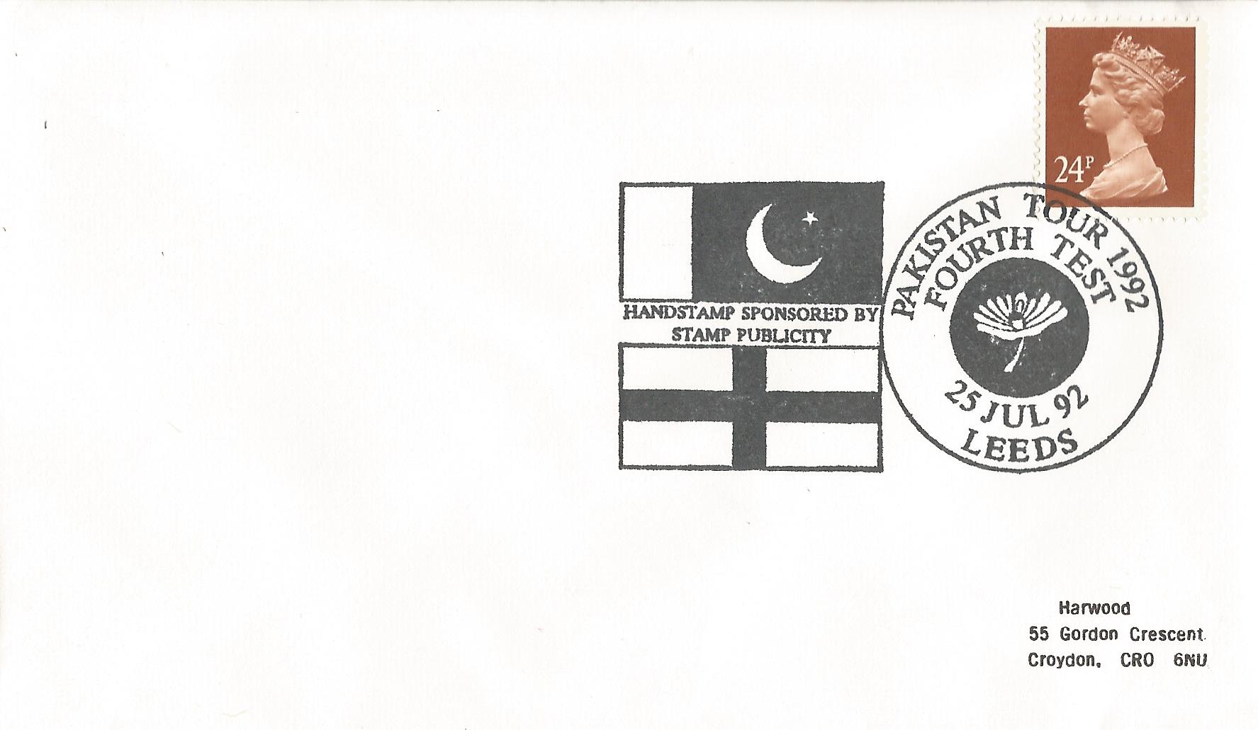 Handstamp Sponsored by Stamp Publicity Pakistan Tour 1992 Fourth Test Leeds_8428