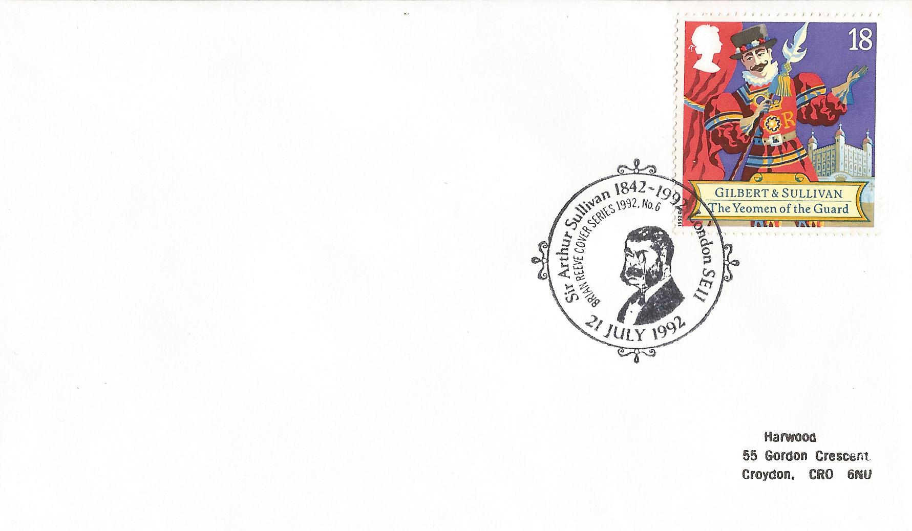 Sir Arthur Sullivan 1842-1992 Brian Reeve Cover Series 1992 No 6 London SE11_8500
