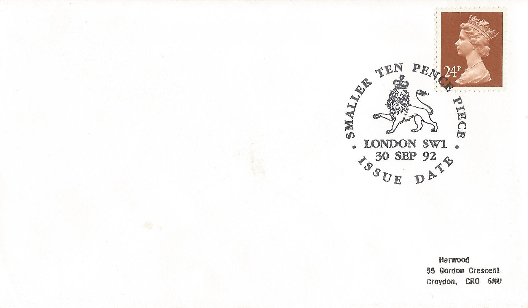 Smaller Ten Pence Piece Issue Date London SW1_8583