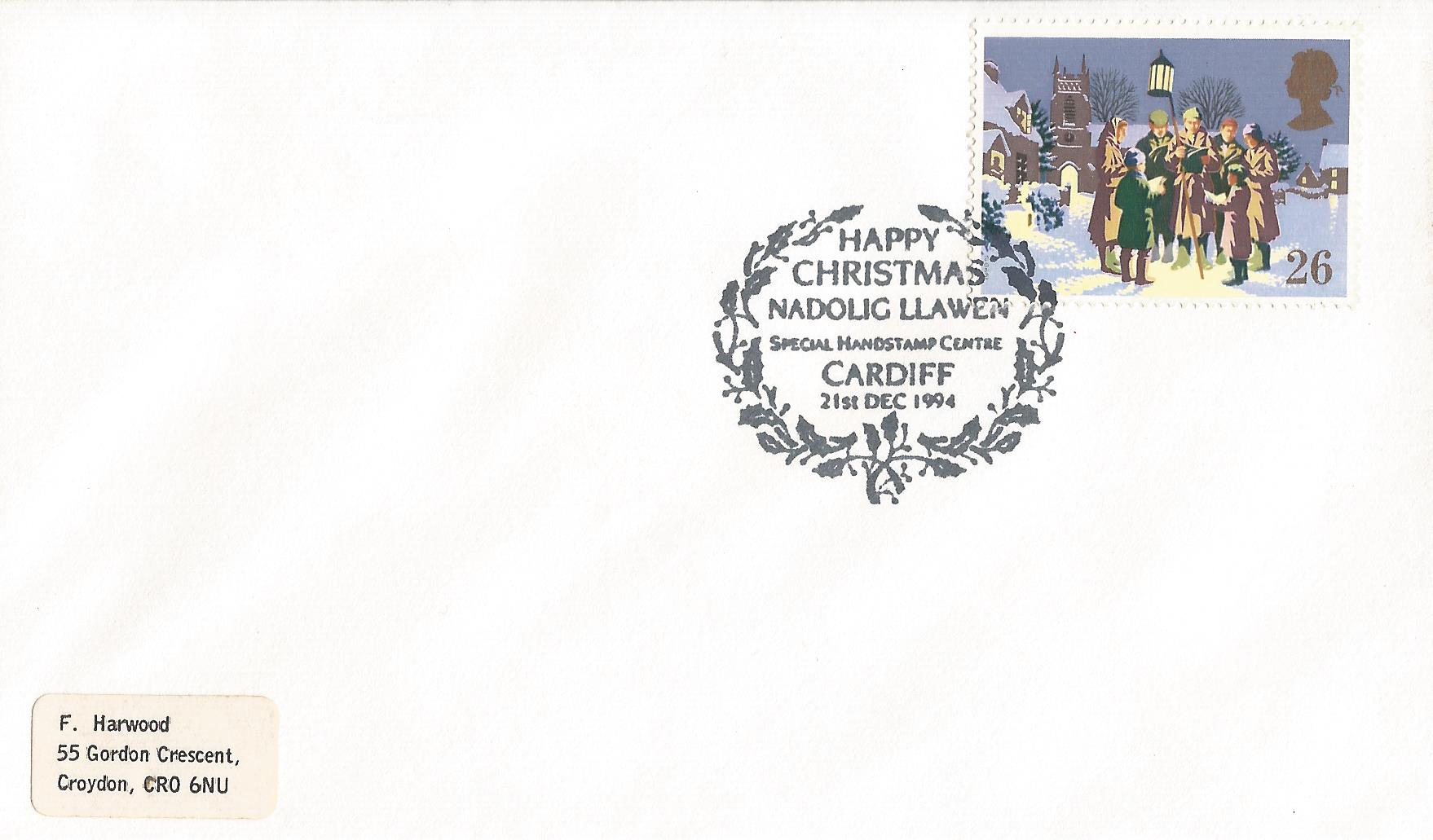 Happy Christmas Nadolig Llawen Special Handstamp Centre Cardiff_9415