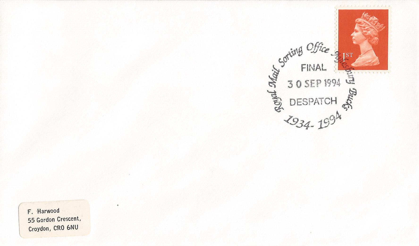 Royal Mail Sorting Office Aylesbury Bucks 1934 1994 Final Despatch_9369