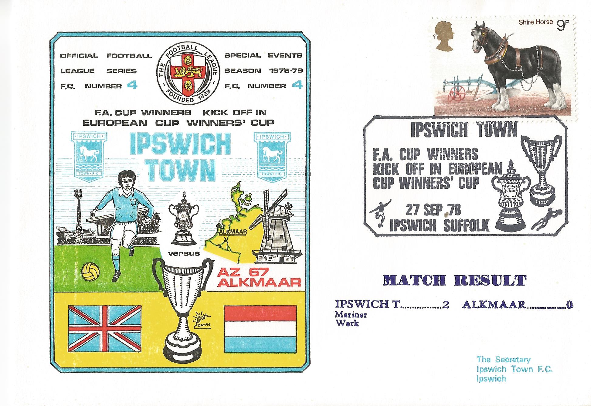 Ipswich Town FA Cup Winners Kick Off in European Cup Winners' Cup Ipswich Suffolk_3677 