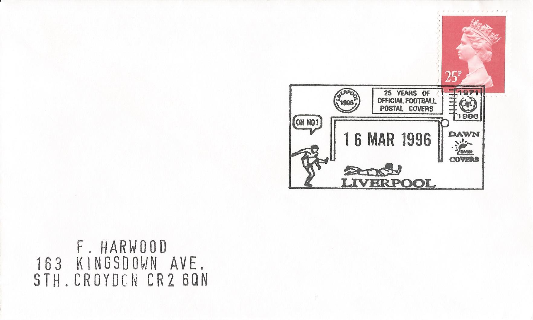 Oh No 25 years of Official Football Postal Covers Dawn Covers Liverpool_9910