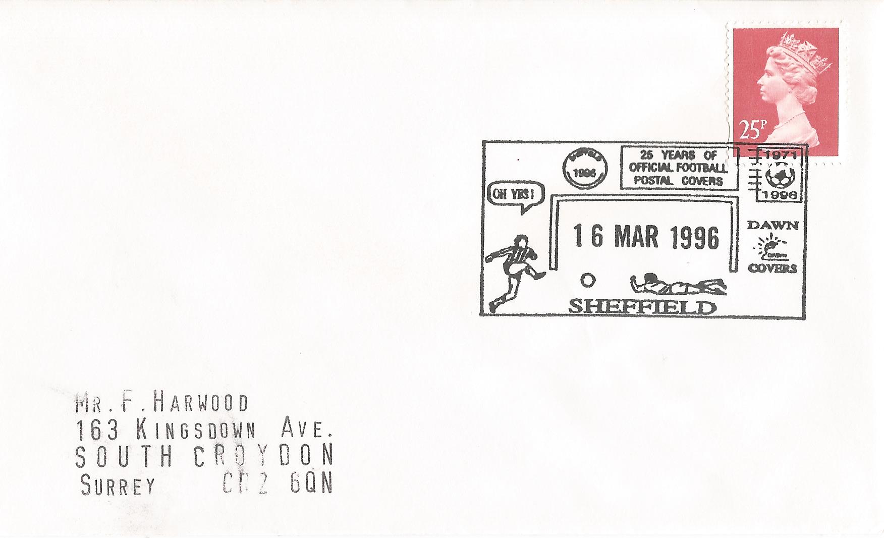 Oh Yes 25 years of Official Football Postal Covers Dawn Covers Sheffield_9912
