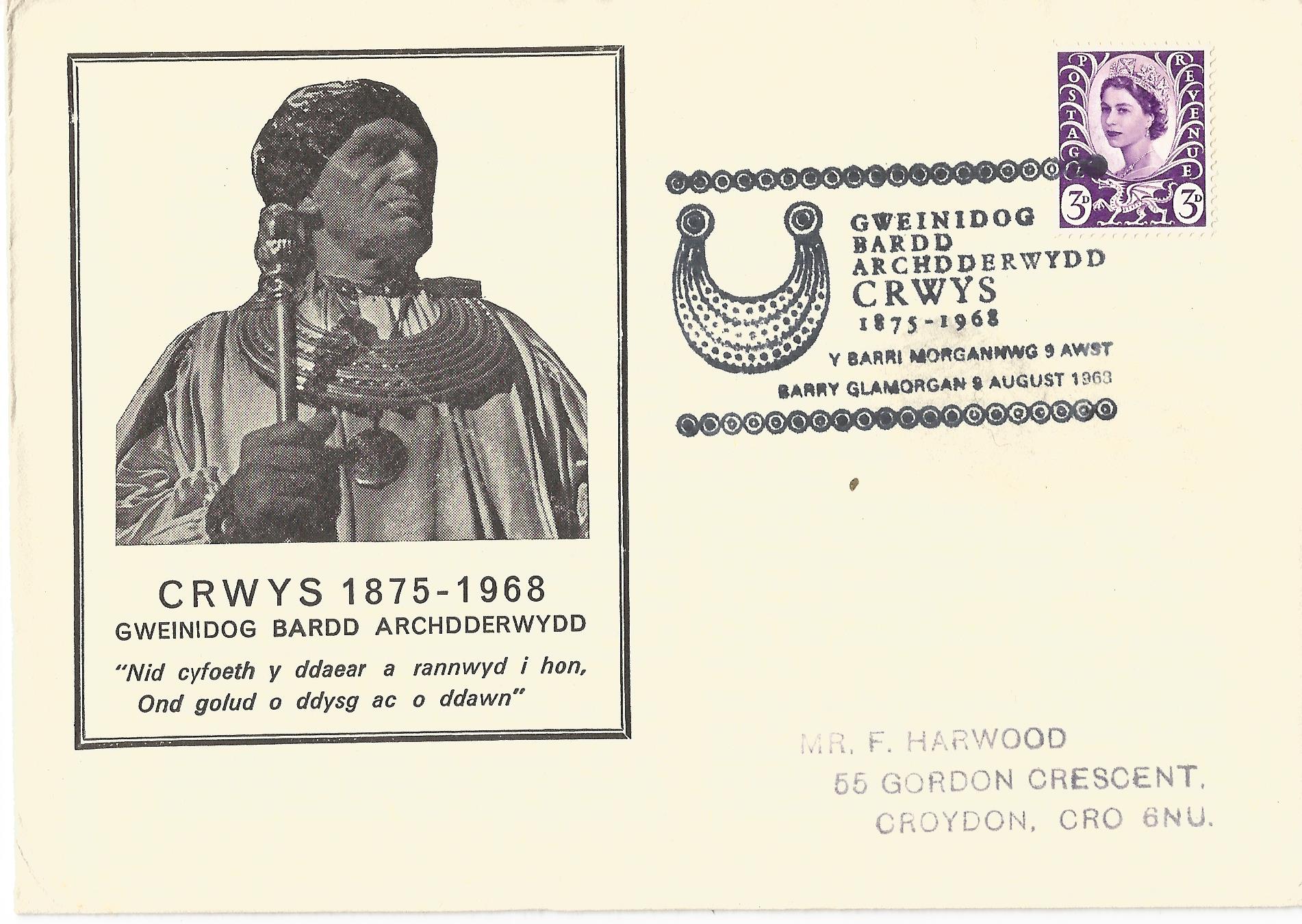 Gweinidog Bardd Archdderwydd Crwys 1875 - 1968 Y Barri Morgannwg 9 Awst Barry Glamorgan_890