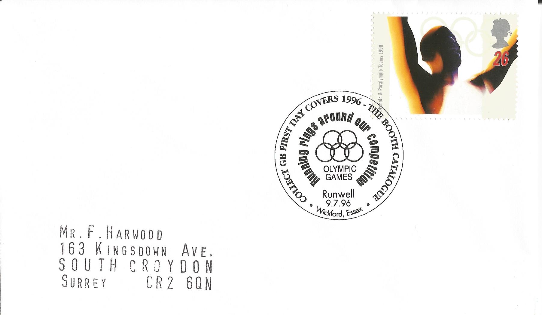 Collect GB First Day Covers 1996 The Booth Catalogue Running rings around our competition Olympic Games Runwell Wickford Essex_10183