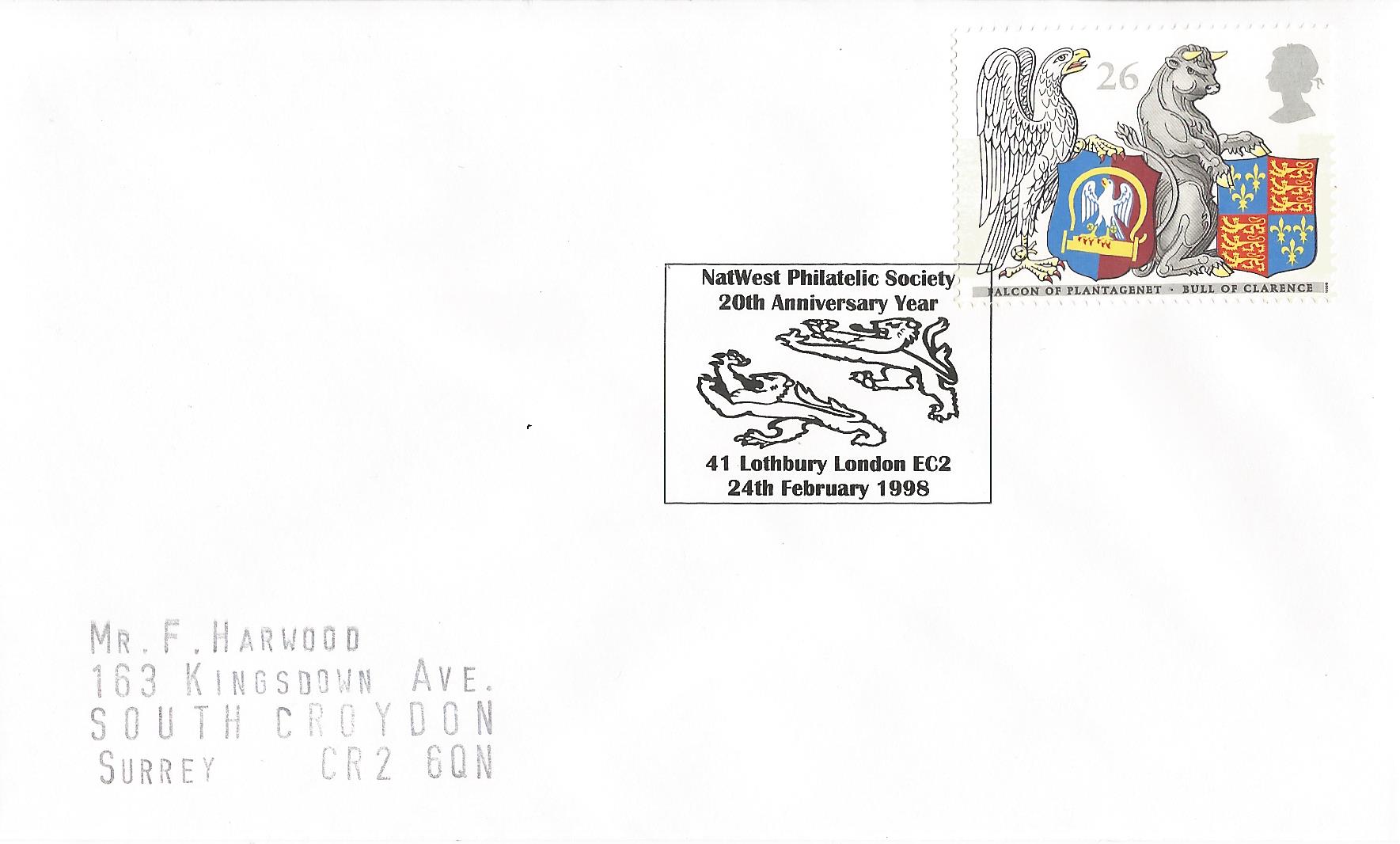 Natwest Philatelic Society 20th Anniversary Year 41 Lothbury London EC2_11005